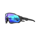 Lila Sport-Sonnenbrille mit schwarzem Gestell