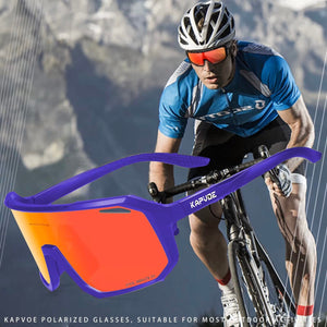 Rote Sport-Sonnenbrille mit Anwendungsbeispiel