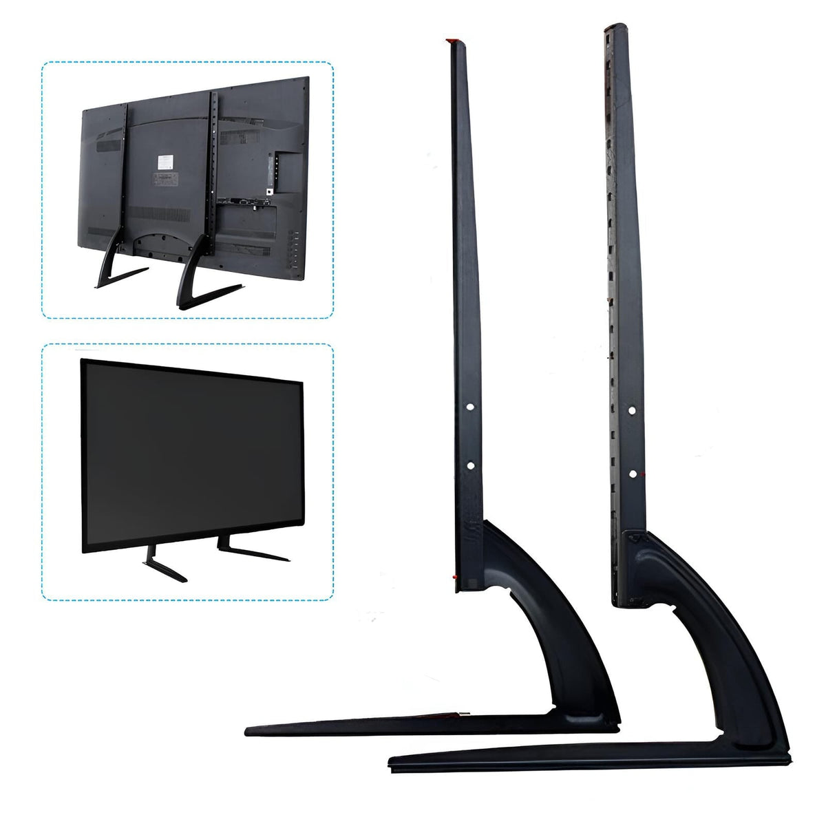 Schwarze Fernseher Standfüsse in einem Anwendungsbeispiel mit Sicht von hinten