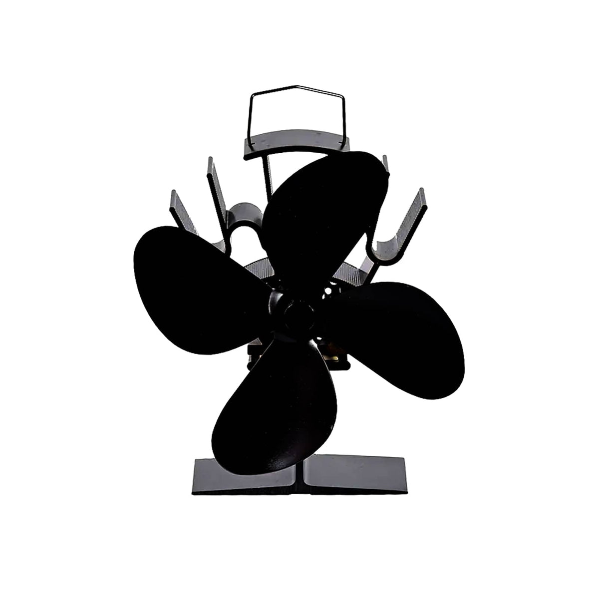 Schwarzer Ofenventilator von vorne