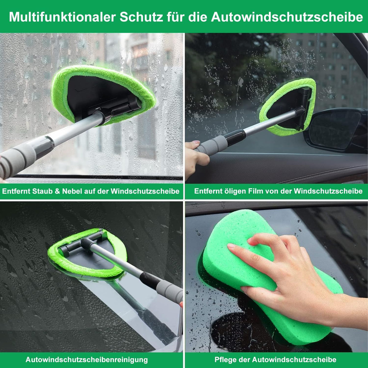 Scheibenwischer in 4 verschiedenen Anwendungsbeispielen