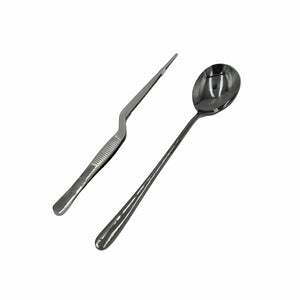 Silbernes Gourmet-Set aus Löffel und Zange