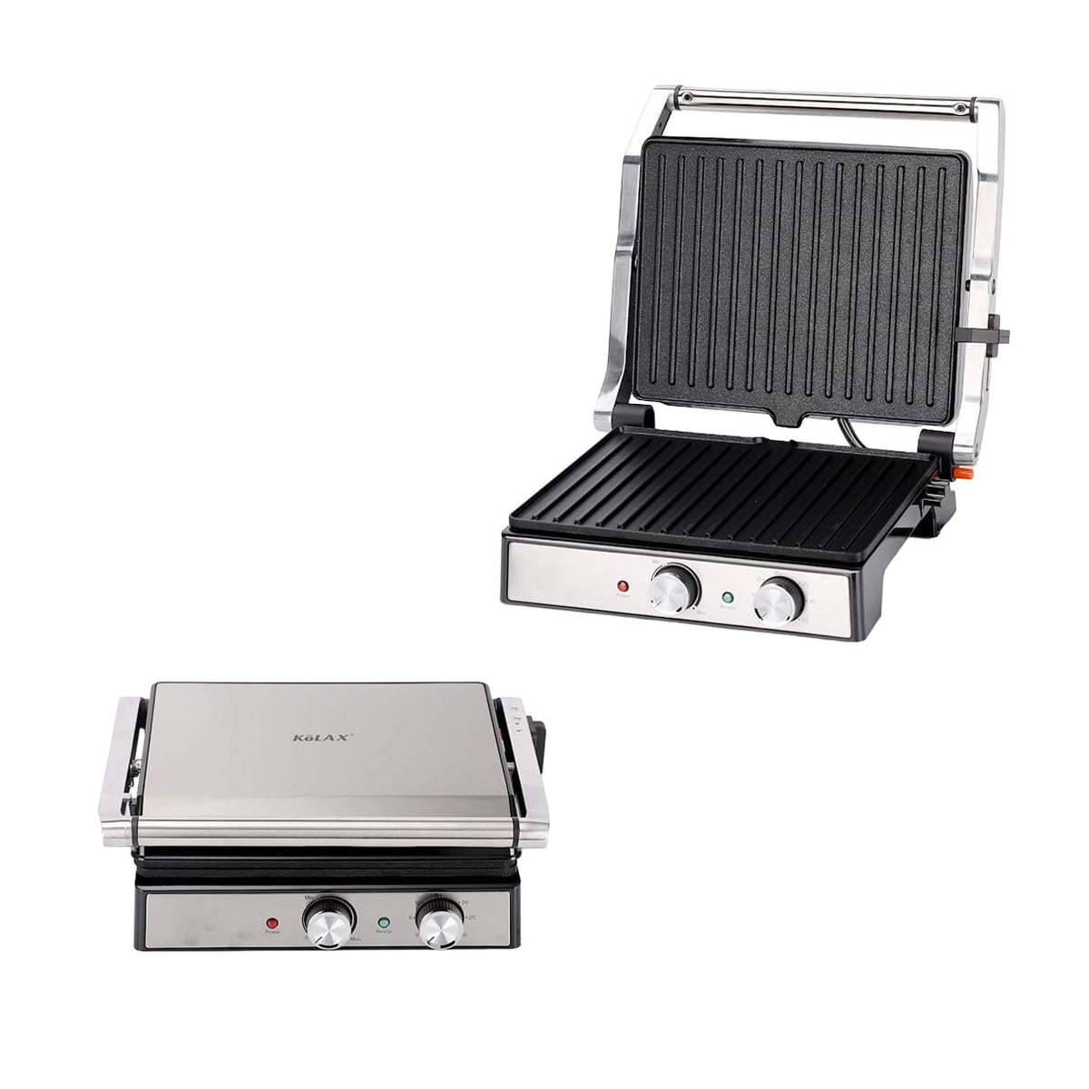 KöLAX Press Grill – Kontaktgrill mit Doppel-Grillfläche, 2000W