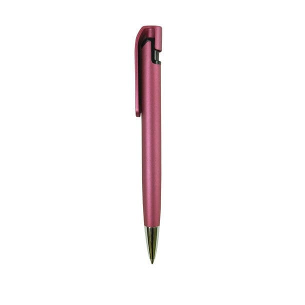Moderner, pinker Kugelschreiber mit silbernen Details von der Seite