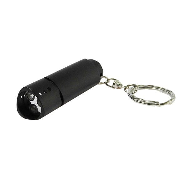 Schwarze Schlüsselanhänger-Taschenlampe von vorne