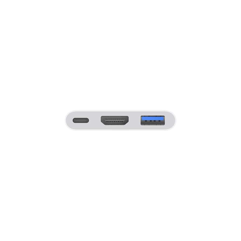 Weisser USB-C Adapter mit USB-C, USB und HDMI Anschlüssen von vorne